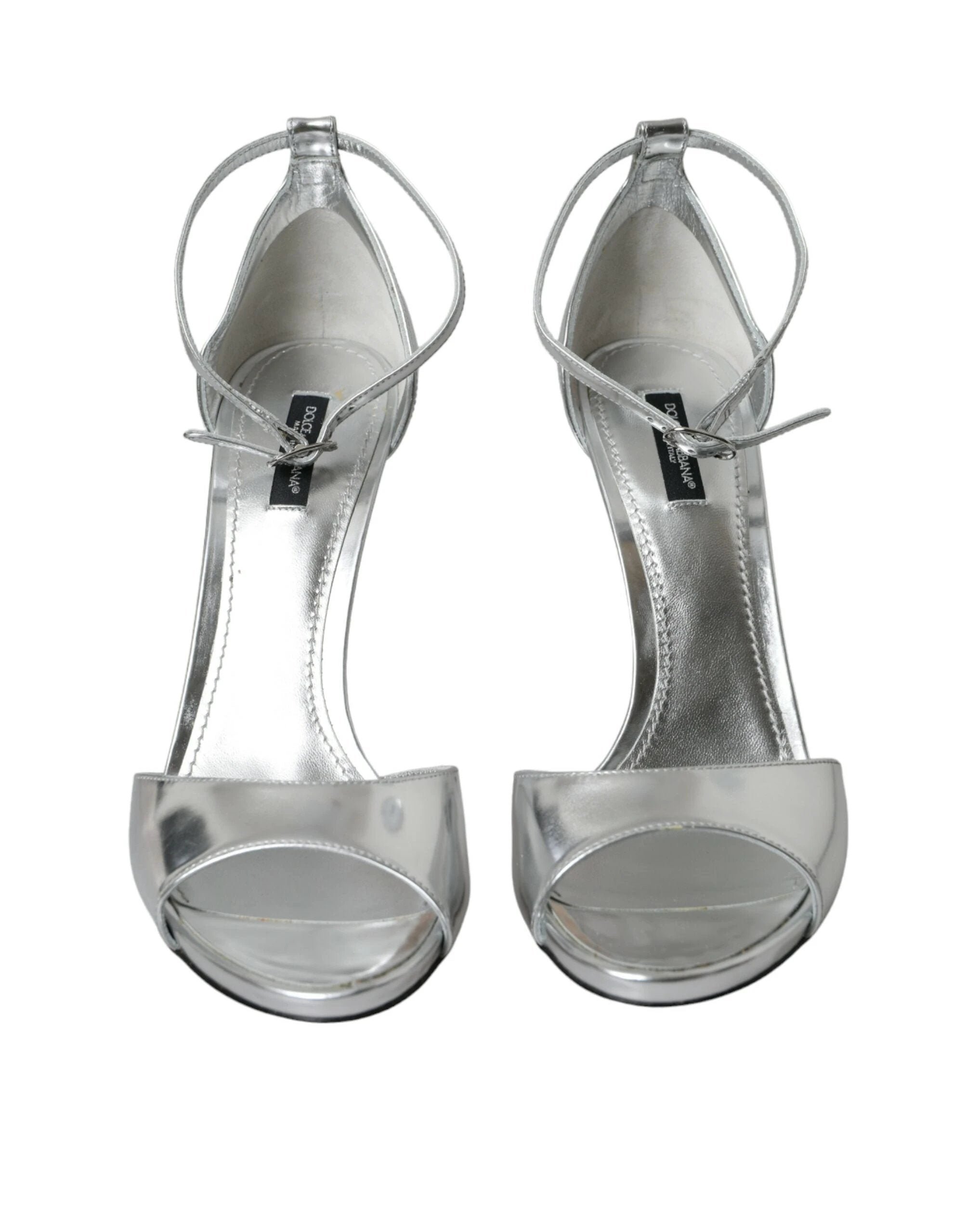 Dolce & Gabbana Silver KEIRA Leather Heels Sandals Shoes by Dolce & Gabbana