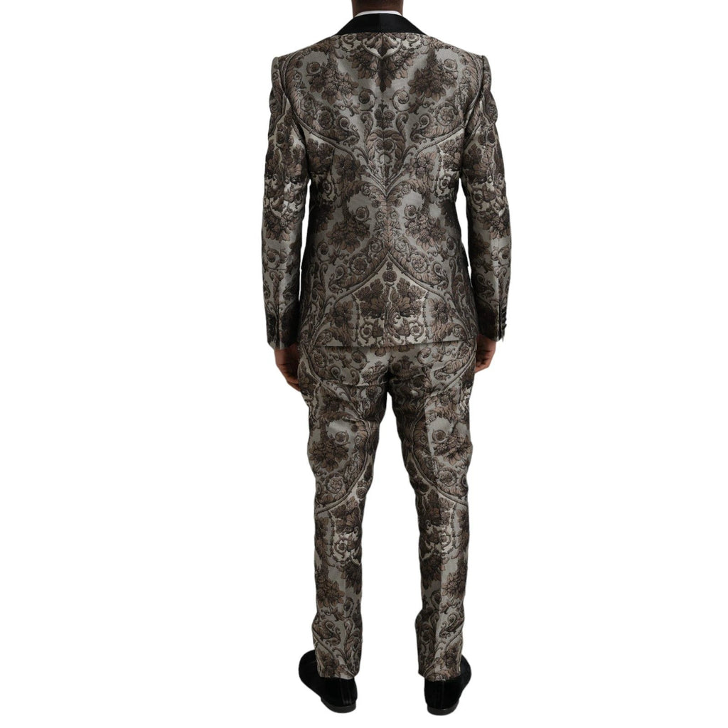 Dolce & Gabbana Brown Floral Jacquard Formal 3 Piece Suit by Dolce & Gabbana