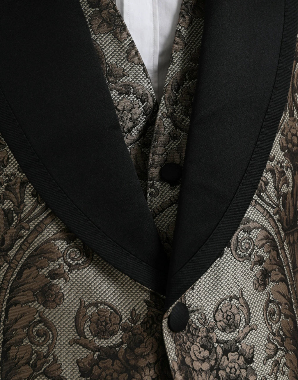 Dolce & Gabbana Brown Floral Jacquard Formal 3 Piece Suit by Dolce & Gabbana