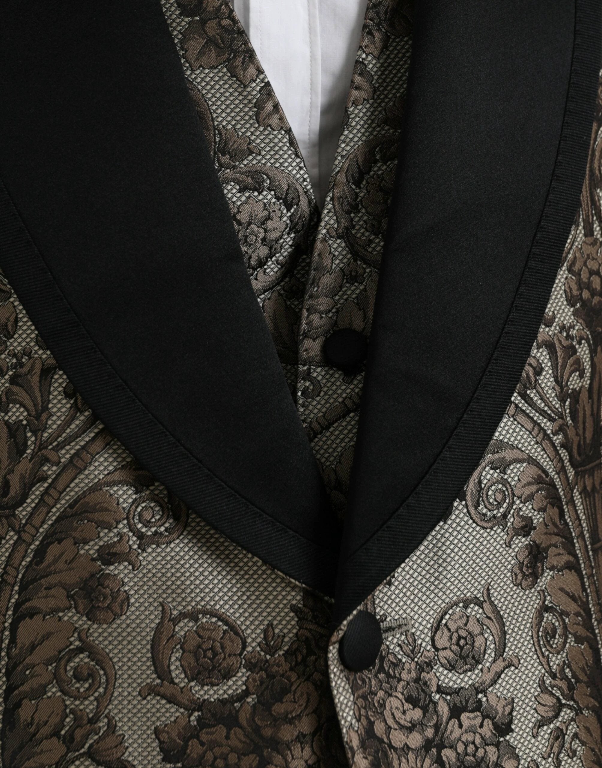 Dolce & Gabbana Brown Floral Jacquard Formal 3 Piece Suit by Dolce & Gabbana