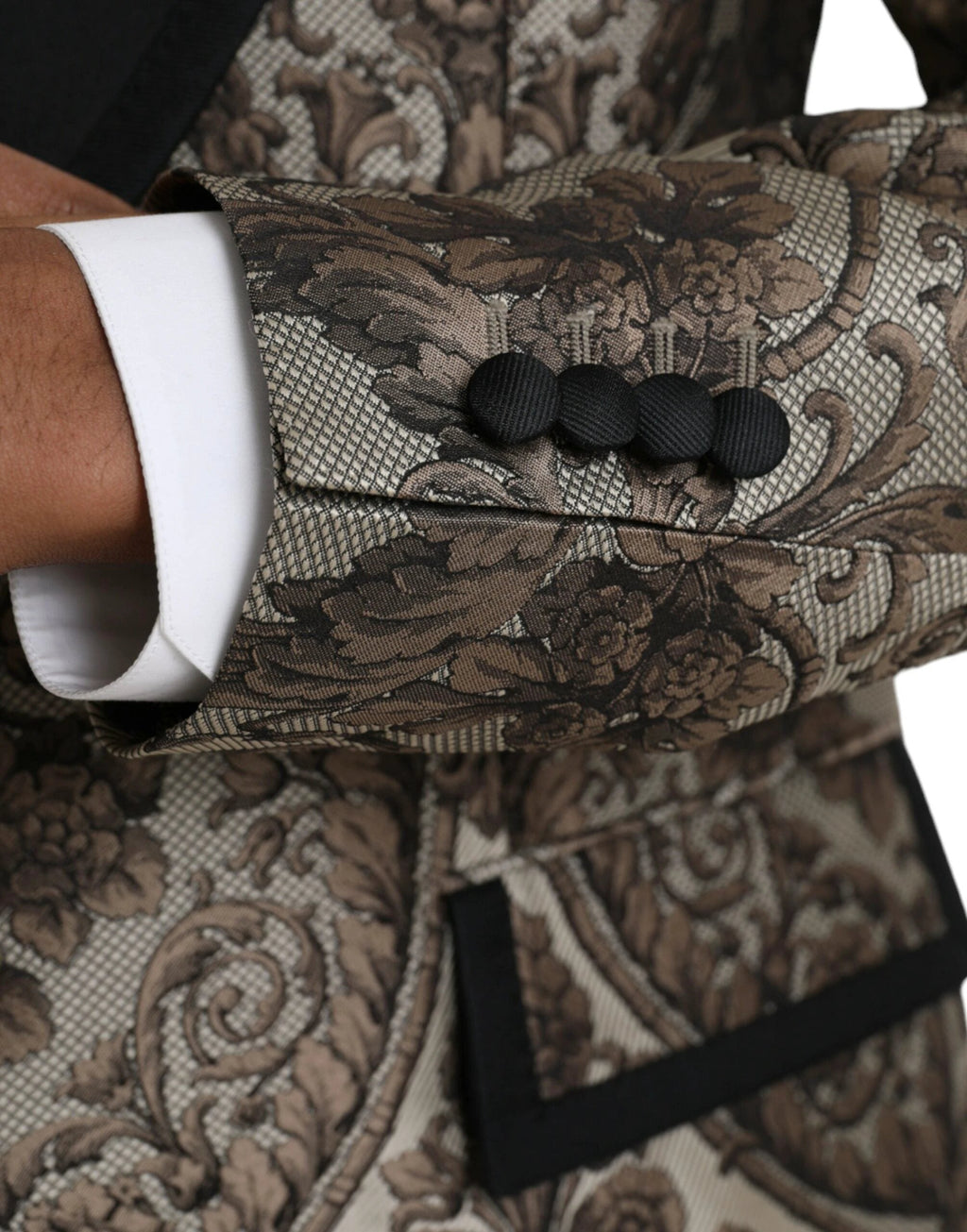 Dolce & Gabbana Brown Floral Jacquard Formal 3 Piece Suit by Dolce & Gabbana