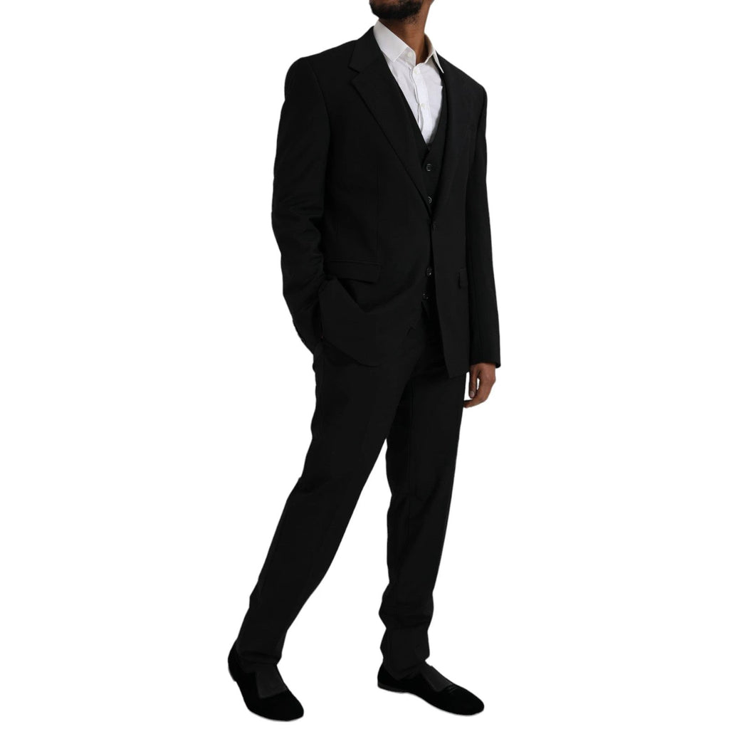 Dolce & Gabbana Black Polyester STAFF Formal 3 Piece Suit by Dolce & Gabbana