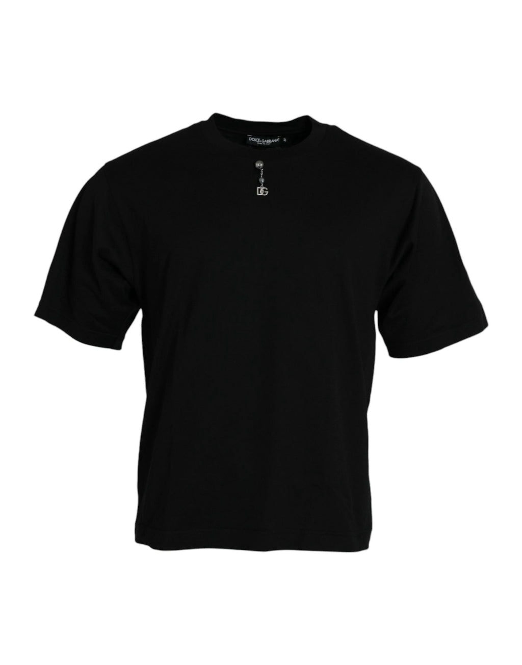 Dolce & Gabbana Black Embellished Cotton Crew Neck T-shirt by Dolce & Gabbana