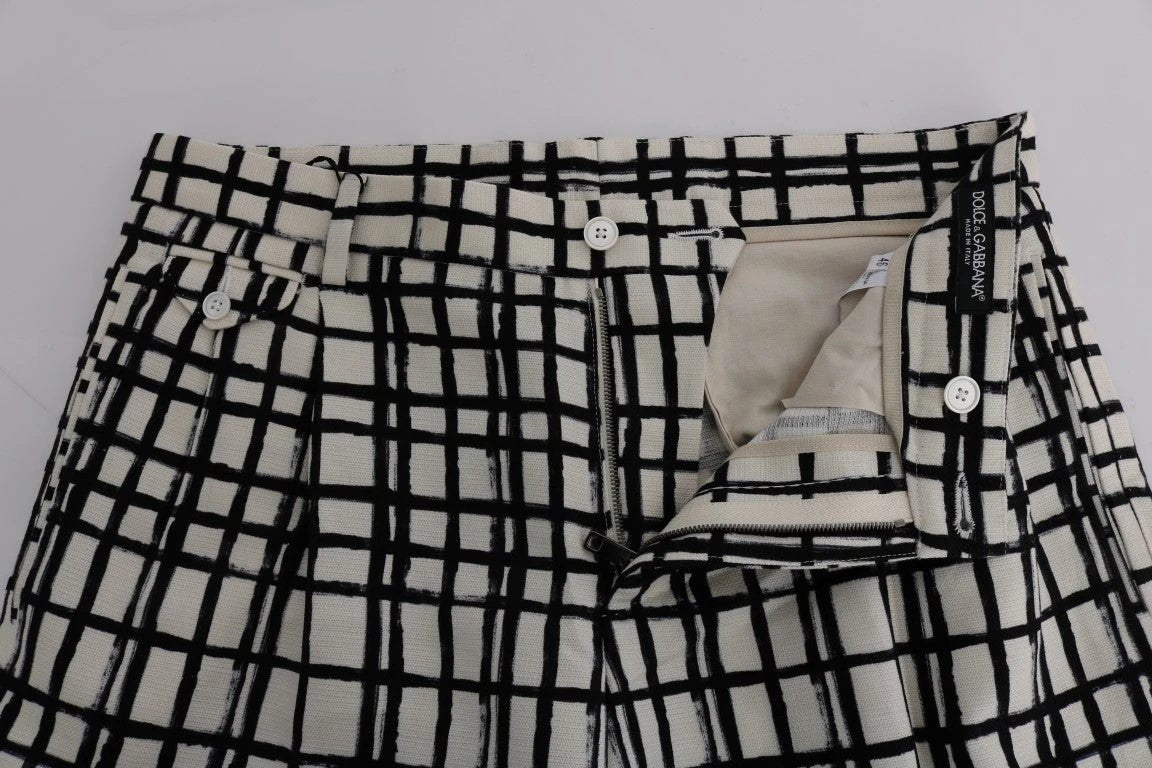 Dolce & Gabbana White Black Striped Casual Shorts by Dolce & Gabbana