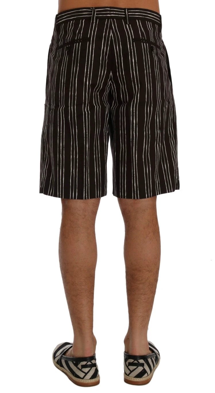 Dolce & Gabbana Bordeaux White Striped Hemp Casual Shorts by Dolce & Gabbana