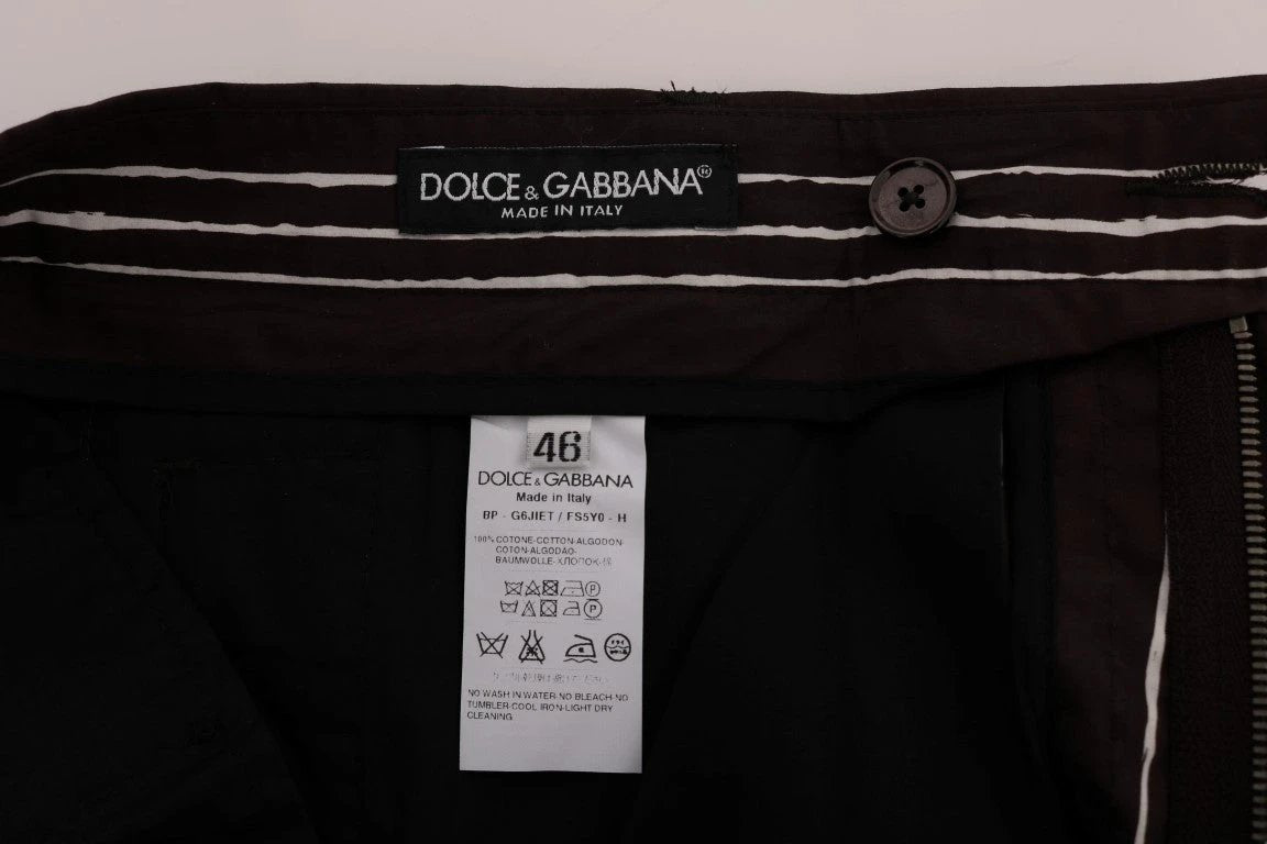 Dolce & Gabbana Bordeaux White Striped Hemp Casual Shorts by Dolce & Gabbana