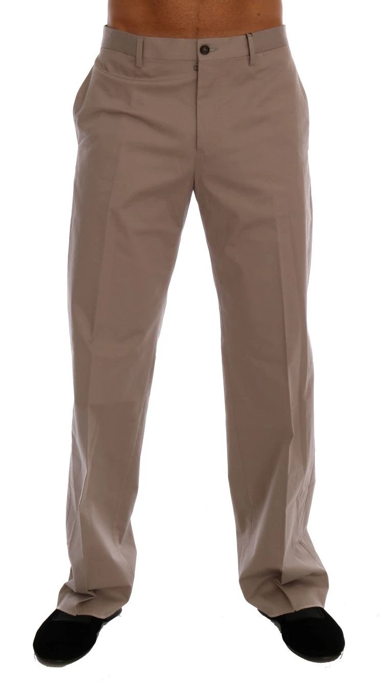 Dolce & Gabbana Beige Cotton Stretch Chinos Pants by Dolce & Gabbana