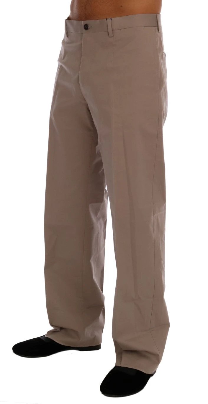 Dolce & Gabbana Beige Cotton Stretch Chinos Pants by Dolce & Gabbana