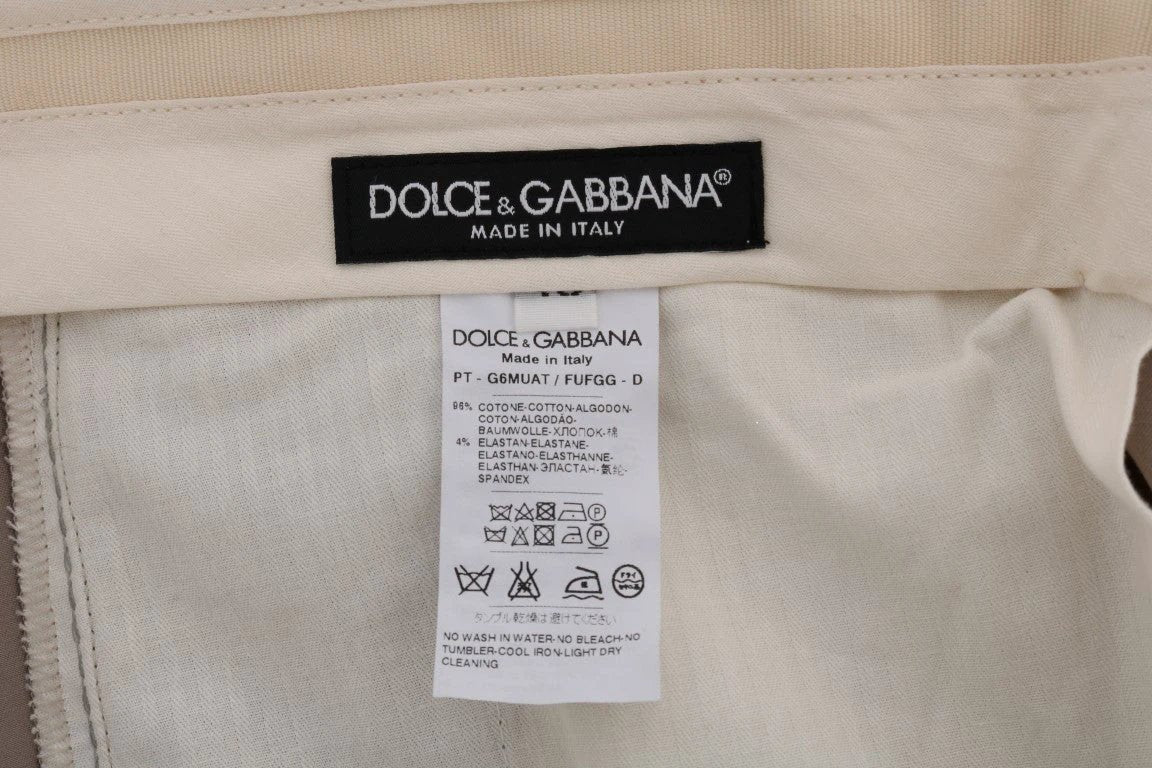 Dolce & Gabbana Beige Cotton Stretch Chinos Pants by Dolce & Gabbana