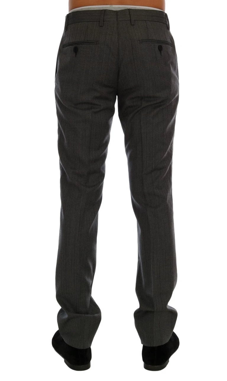 Dolce & Gabbana Gray Wool Striped Formal Pants by Dolce & Gabbana