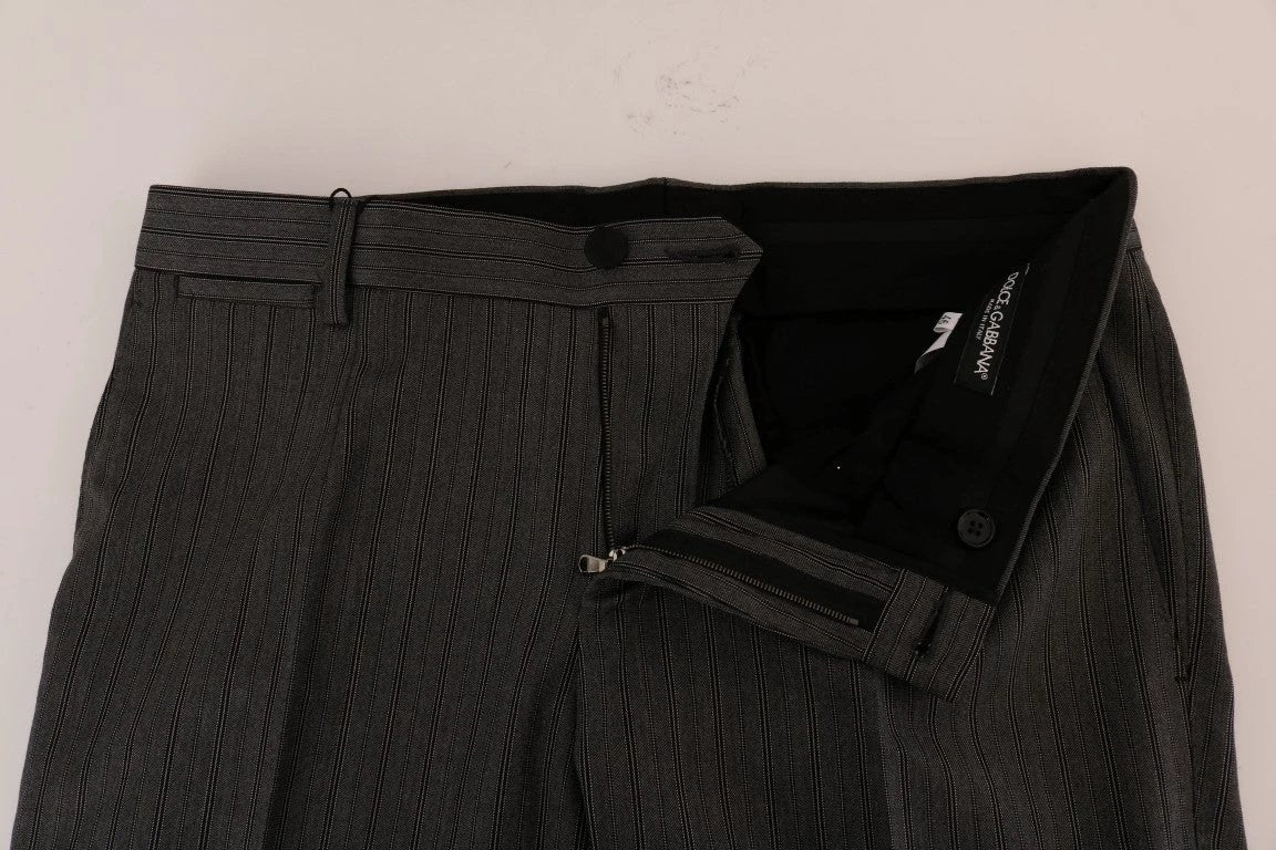 Dolce & Gabbana Gray Wool Striped Formal Pants by Dolce & Gabbana