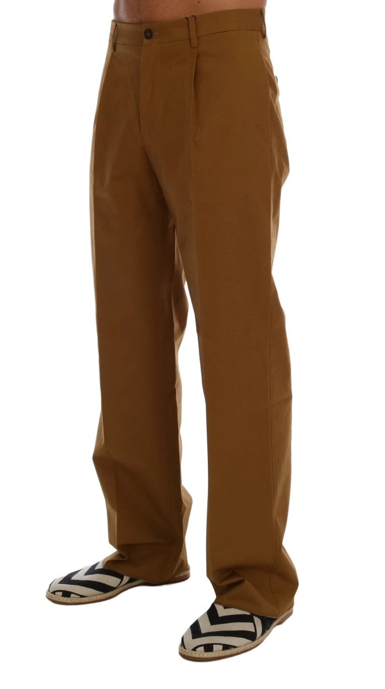 Dolce & Gabbana Brown Stretch Cotton Pants by Dolce & Gabbana