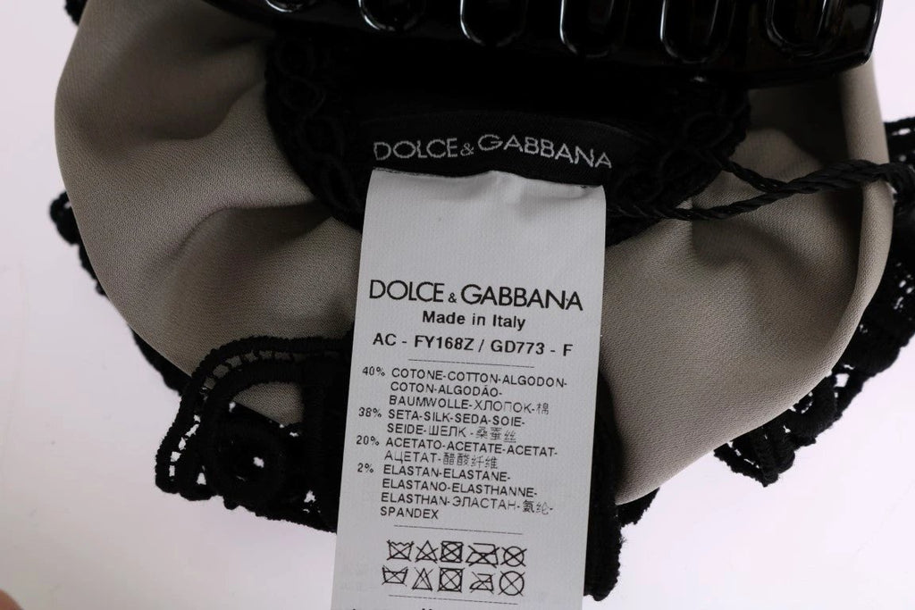 Dolce & Gabbana Gray Silk Black Lace Hair Claw by Dolce & Gabbana