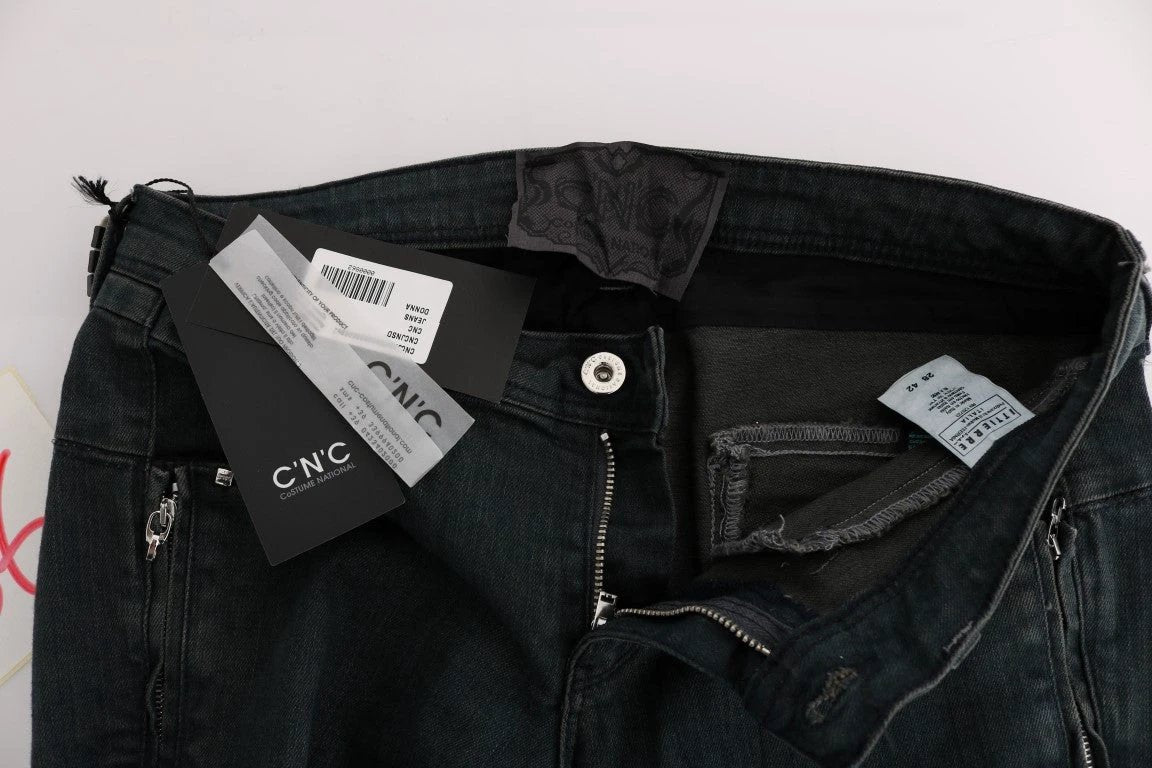 Costume National Gray Cotton Superslim Denim Jeans by Costume National