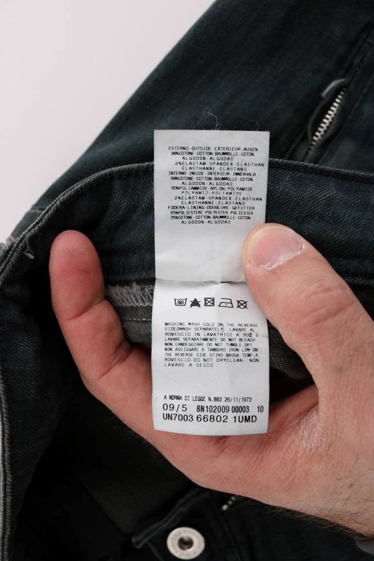 Costume National Gray Cotton Superslim Denim Jeans by Costume National