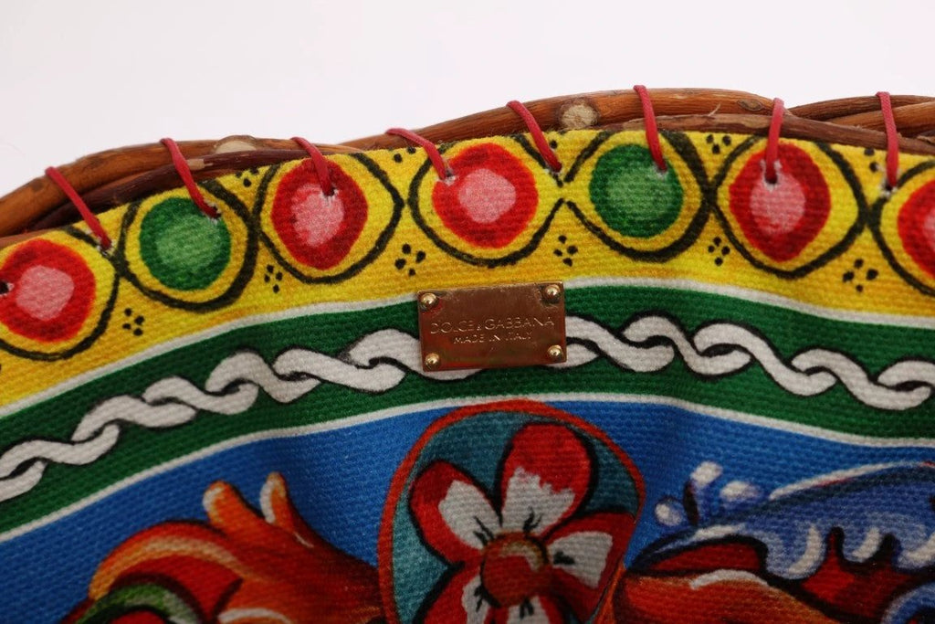 Dolce & Gabbana Multicolor AGNESE Straw Crystal Pom Pom Bag by Dolce & Gabbana