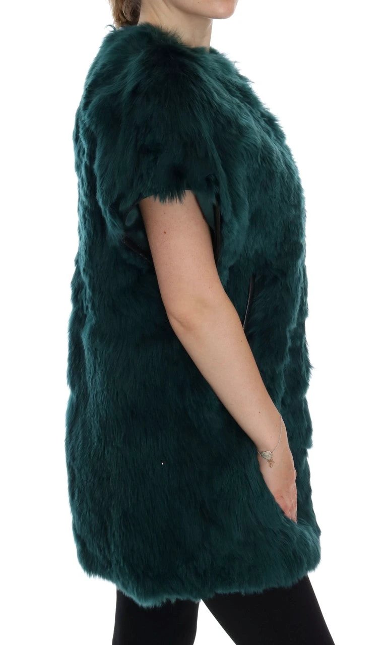 Dolce & Gabbana Green Alpaca Fur Vest Sleeveless Jacket by Dolce & Gabbana