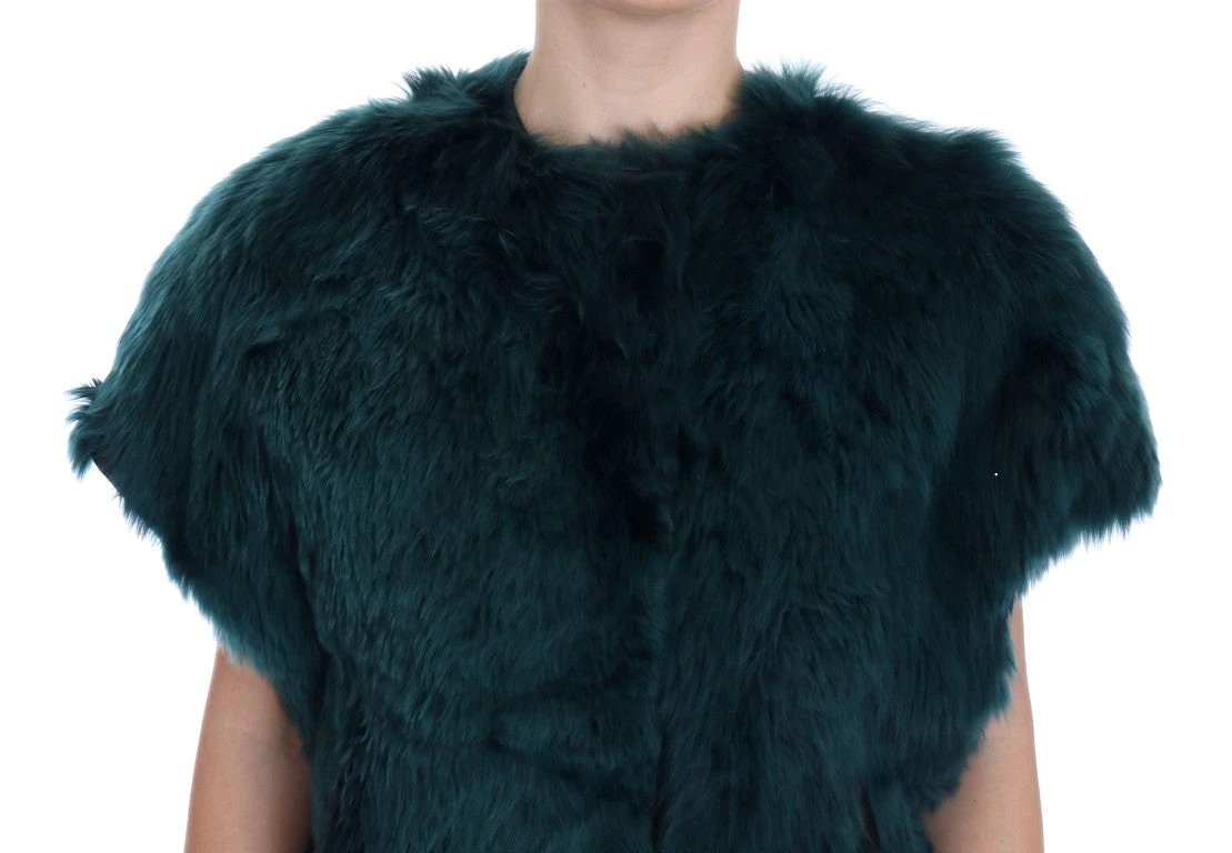 Dolce & Gabbana Green Alpaca Fur Vest Sleeveless Jacket by Dolce & Gabbana