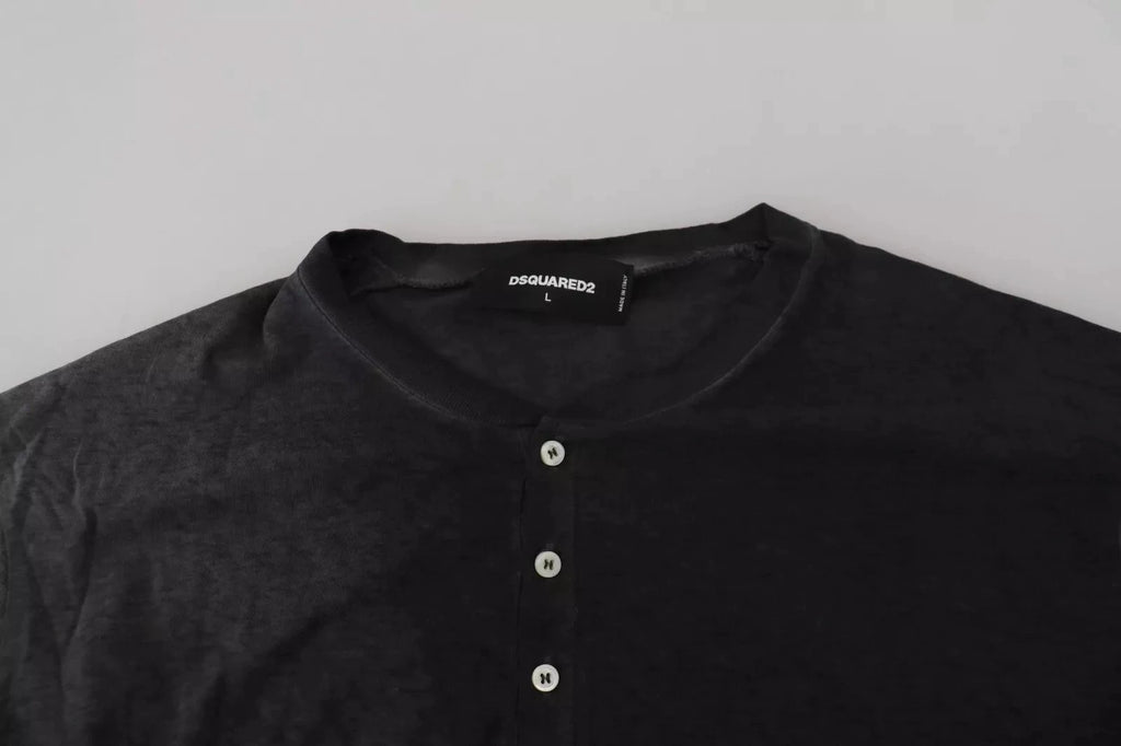 Dsquared² Black Cotton Linen Long Sleeves Pullover Sweater by Dsquared²