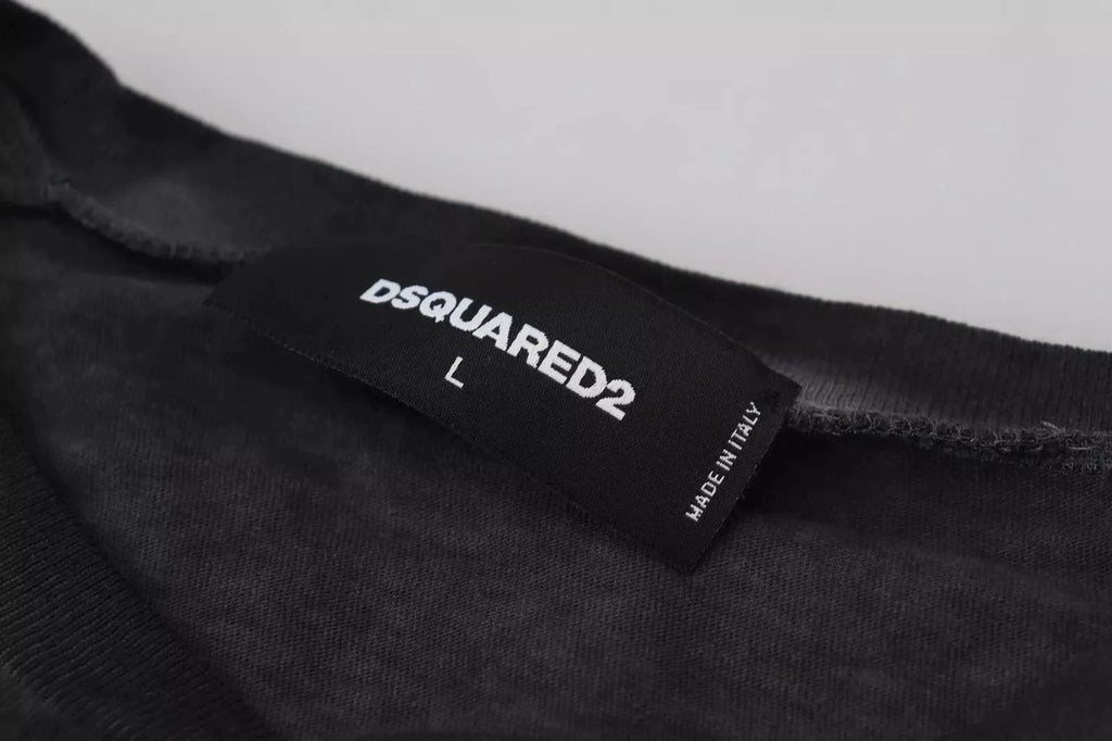 Dsquared² Black Cotton Linen Long Sleeves Pullover Sweater by Dsquared²