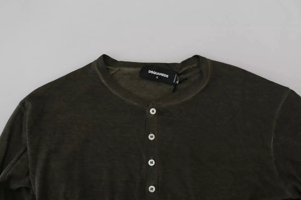 Dsquared² Gray Cotton Linen Long Sleeves Pullover Sweater by Dsquared²