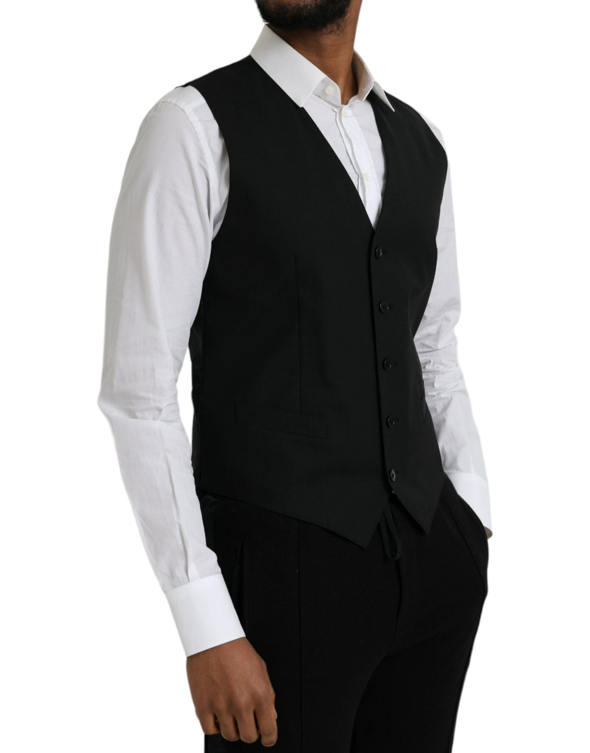 Dolce & Gabbana Black Wool Formal Dress Waistcoat Vest by Dolce & Gabbana