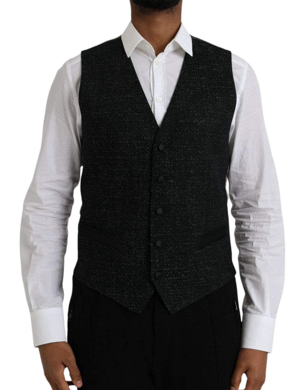 Dolce & Gabbana Black Brown Silk Waistcoat Dress Formal Vest by Dolce & Gabbana