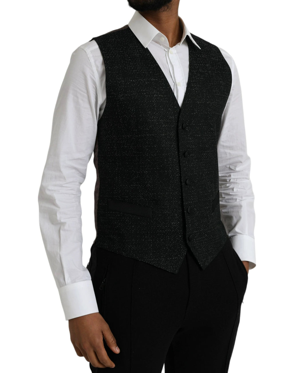 Dolce & Gabbana Black Brown Silk Waistcoat Dress Formal Vest by Dolce & Gabbana
