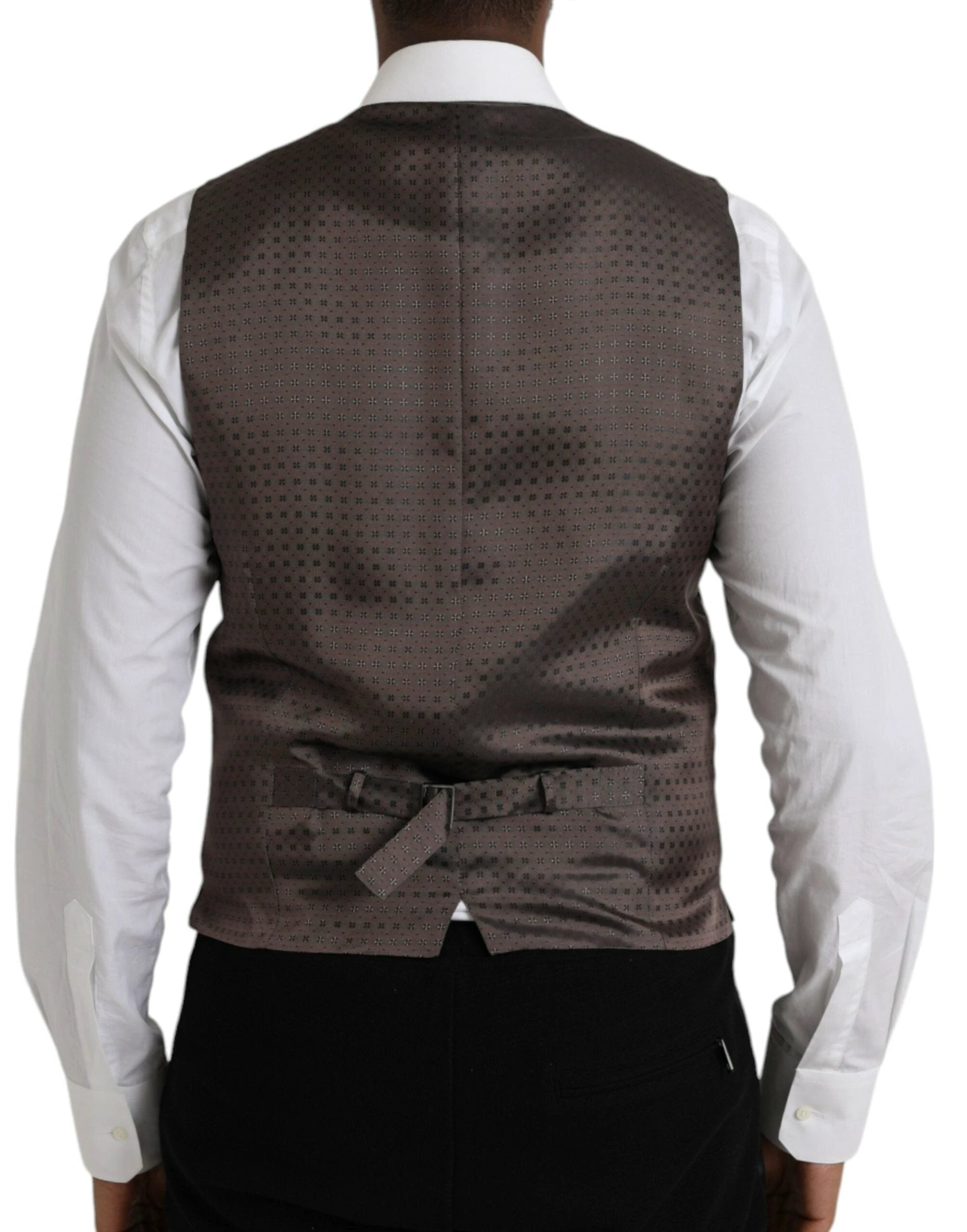 Dolce & Gabbana Black Brown Silk Waistcoat Dress Formal Vest by Dolce & Gabbana