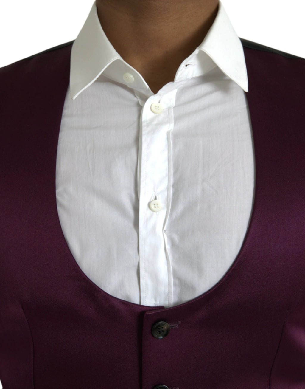 Dolce & Gabbana Maroon Satin Silk Waistcoat Dress Formal Vest by Dolce & Gabbana