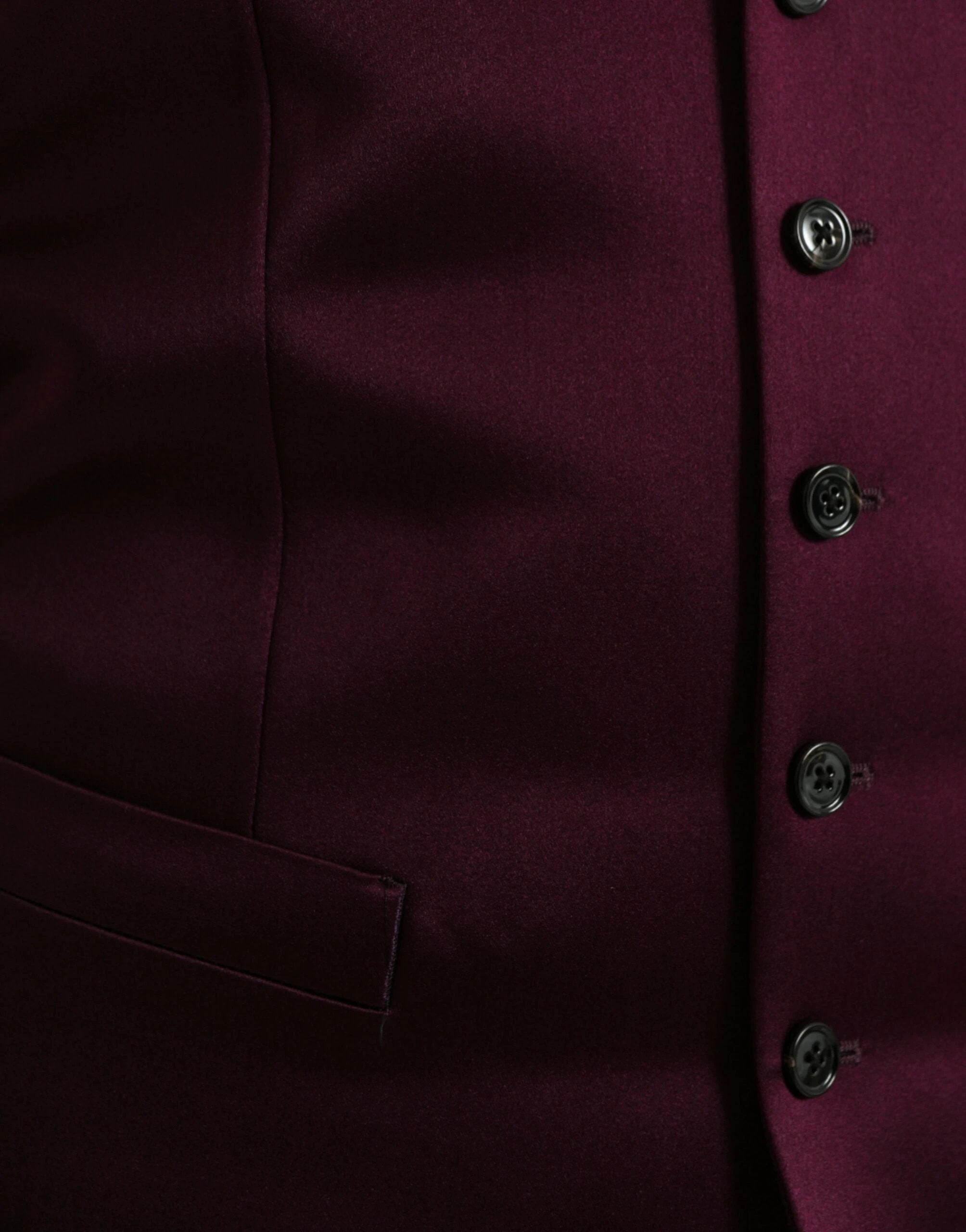 Dolce & Gabbana Maroon Satin Silk Waistcoat Dress Formal Vest by Dolce & Gabbana