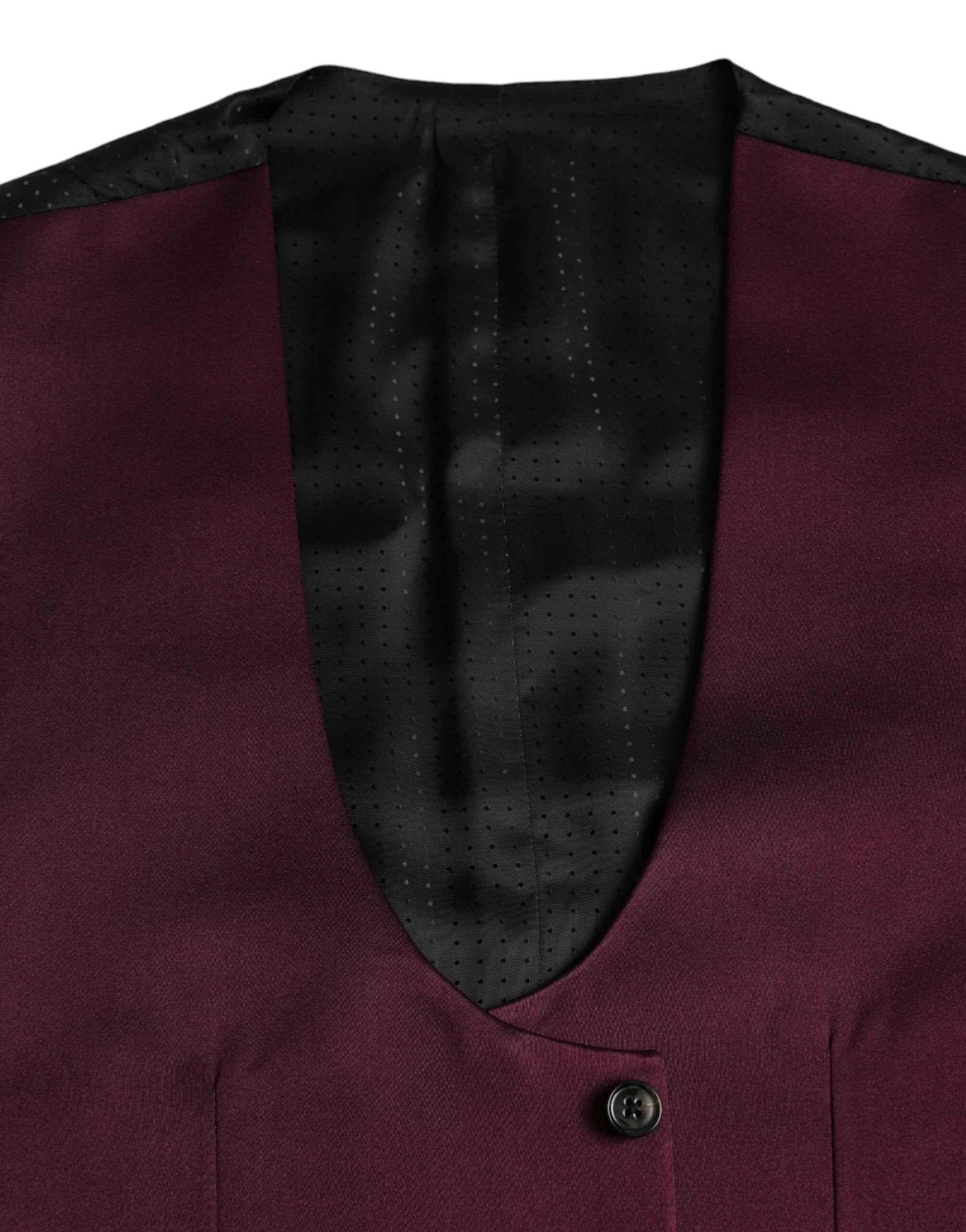 Dolce & Gabbana Maroon Satin Silk Waistcoat Dress Formal Vest by Dolce & Gabbana