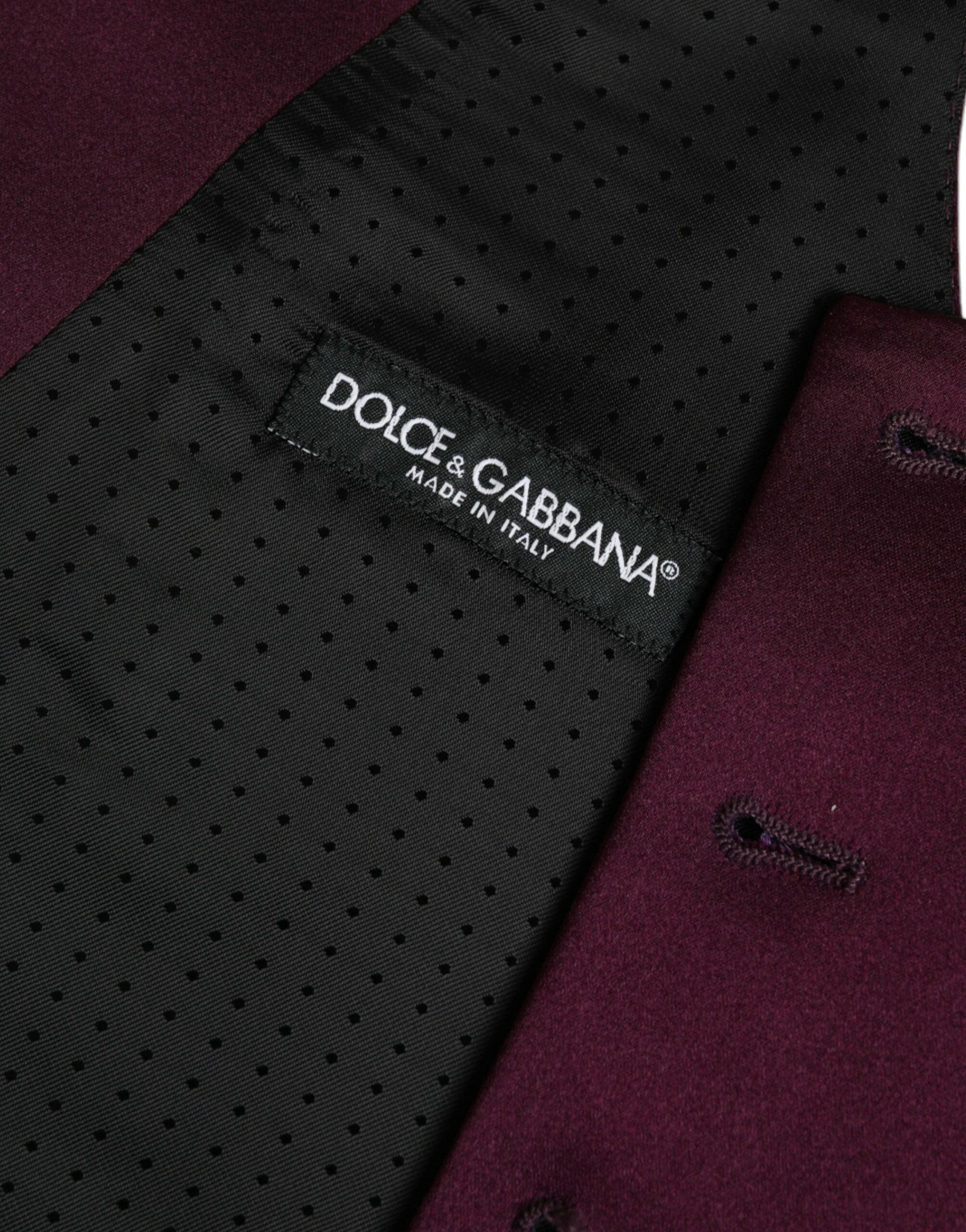 Dolce & Gabbana Maroon Satin Silk Waistcoat Dress Formal Vest by Dolce & Gabbana
