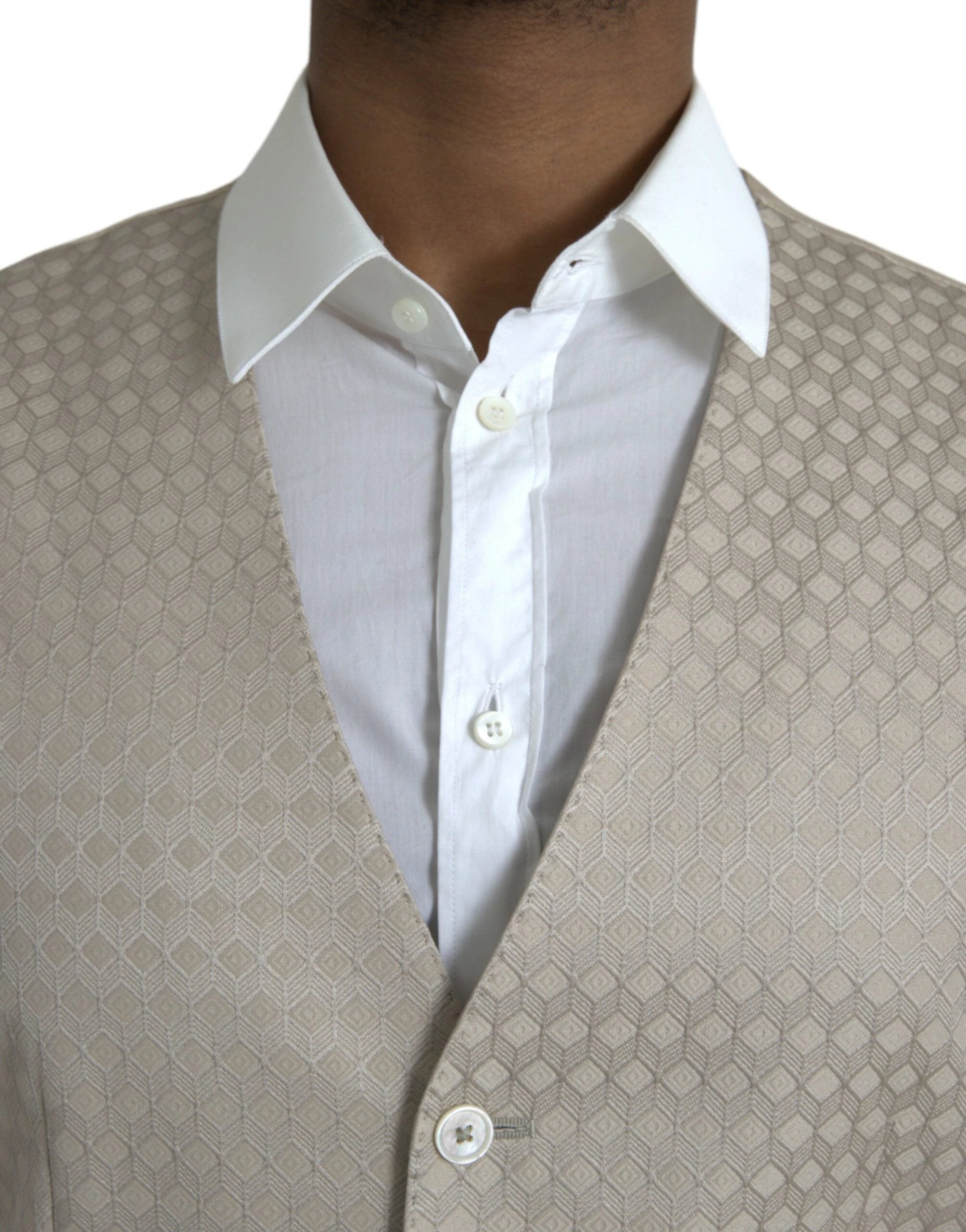 Dolce & Gabbana Off White Cotton Waistcoat Dress Formal Vest by Dolce & Gabbana