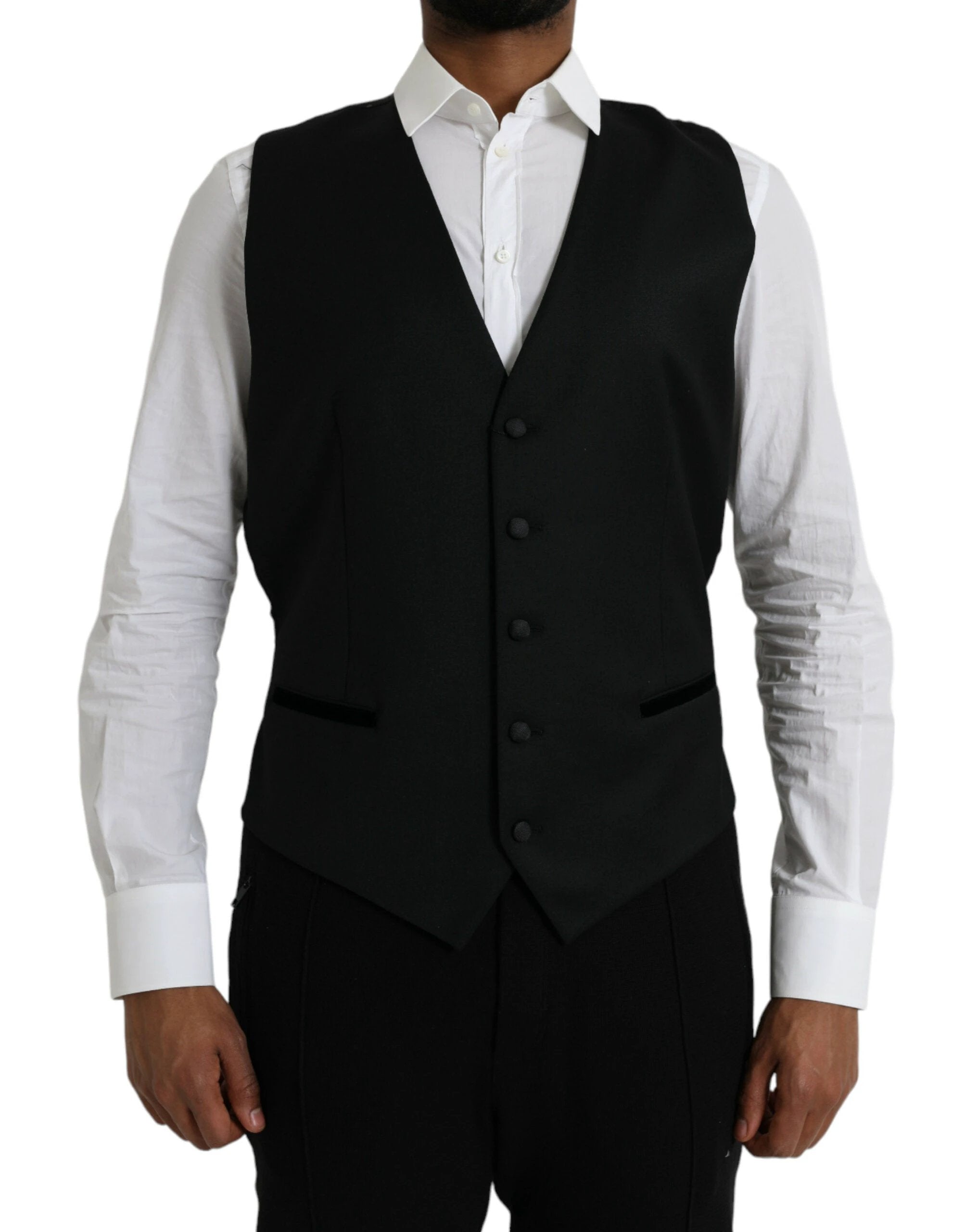 Dolce & Gabbana Black Silk Waistcoat Dress Formal Vest by Dolce & Gabbana