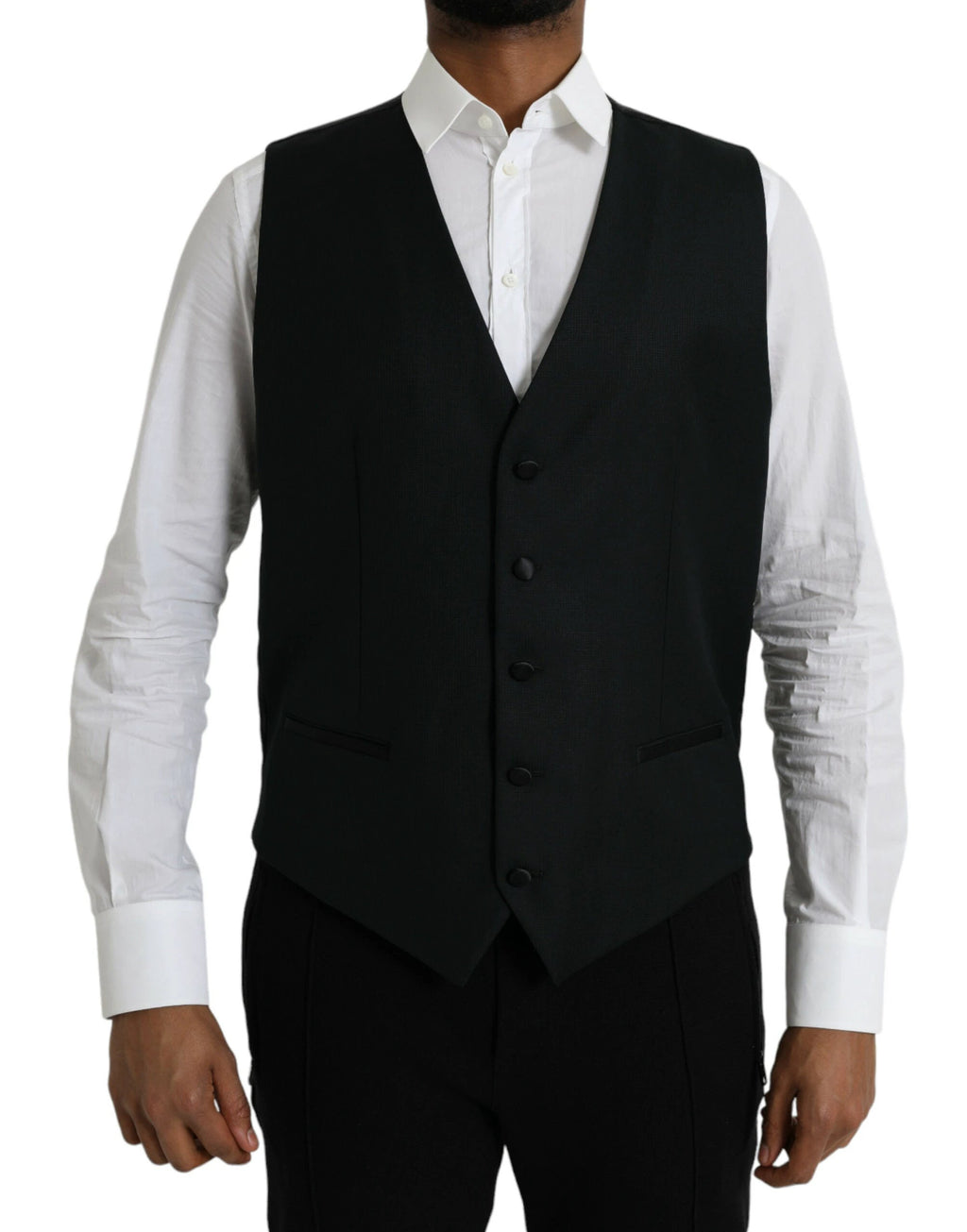 Dolce & Gabbana Black Wool Waistcoat Dress Formal Vest by Dolce & Gabbana