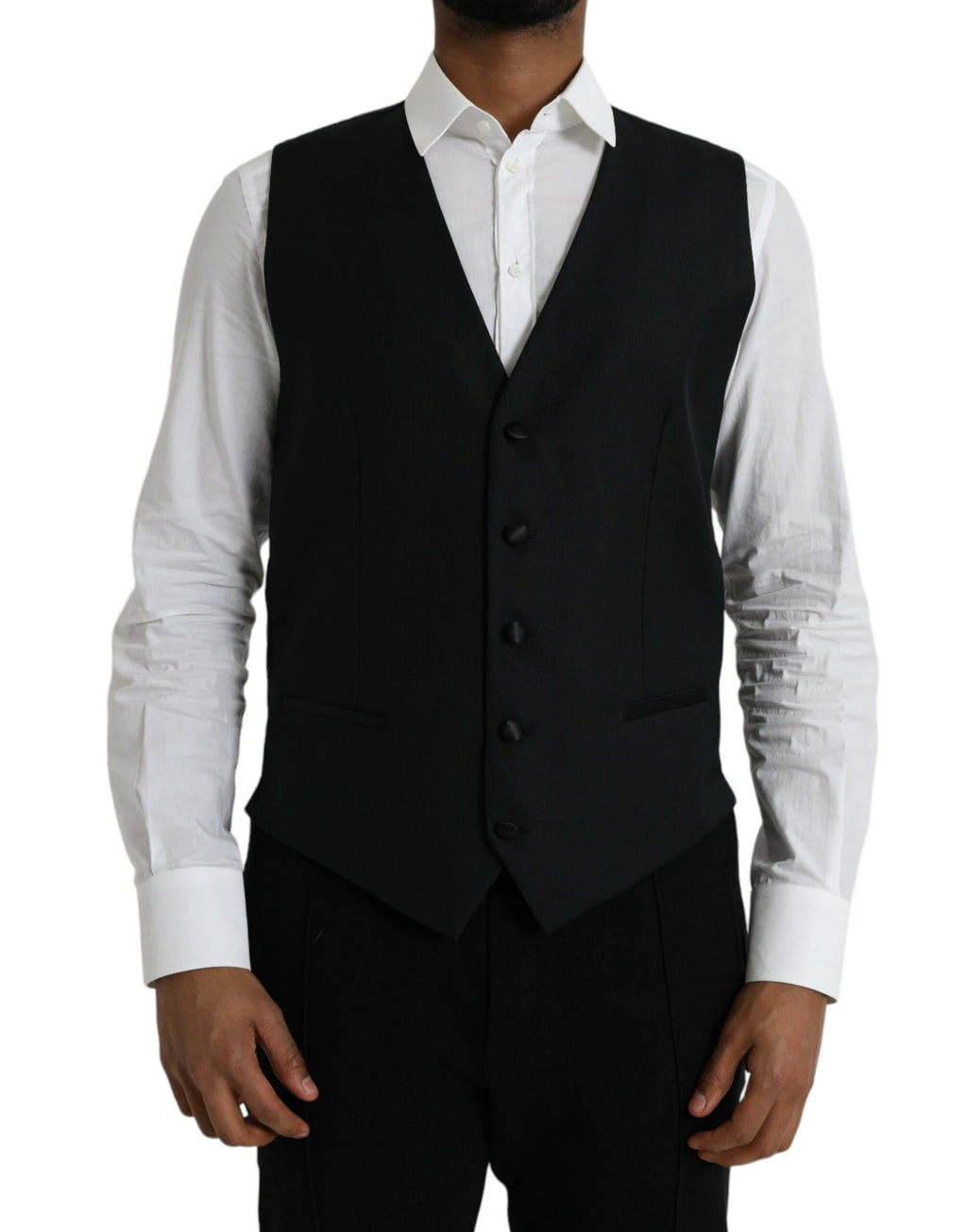 Dolce & Gabbana Black Wool Waistcoat Dress Formal Vest by Dolce & Gabbana