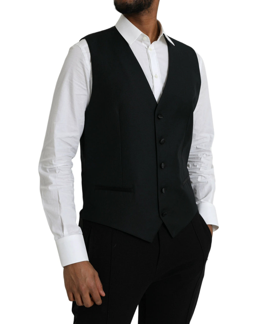 Dolce & Gabbana Black Wool Waistcoat Dress Formal Vest by Dolce & Gabbana