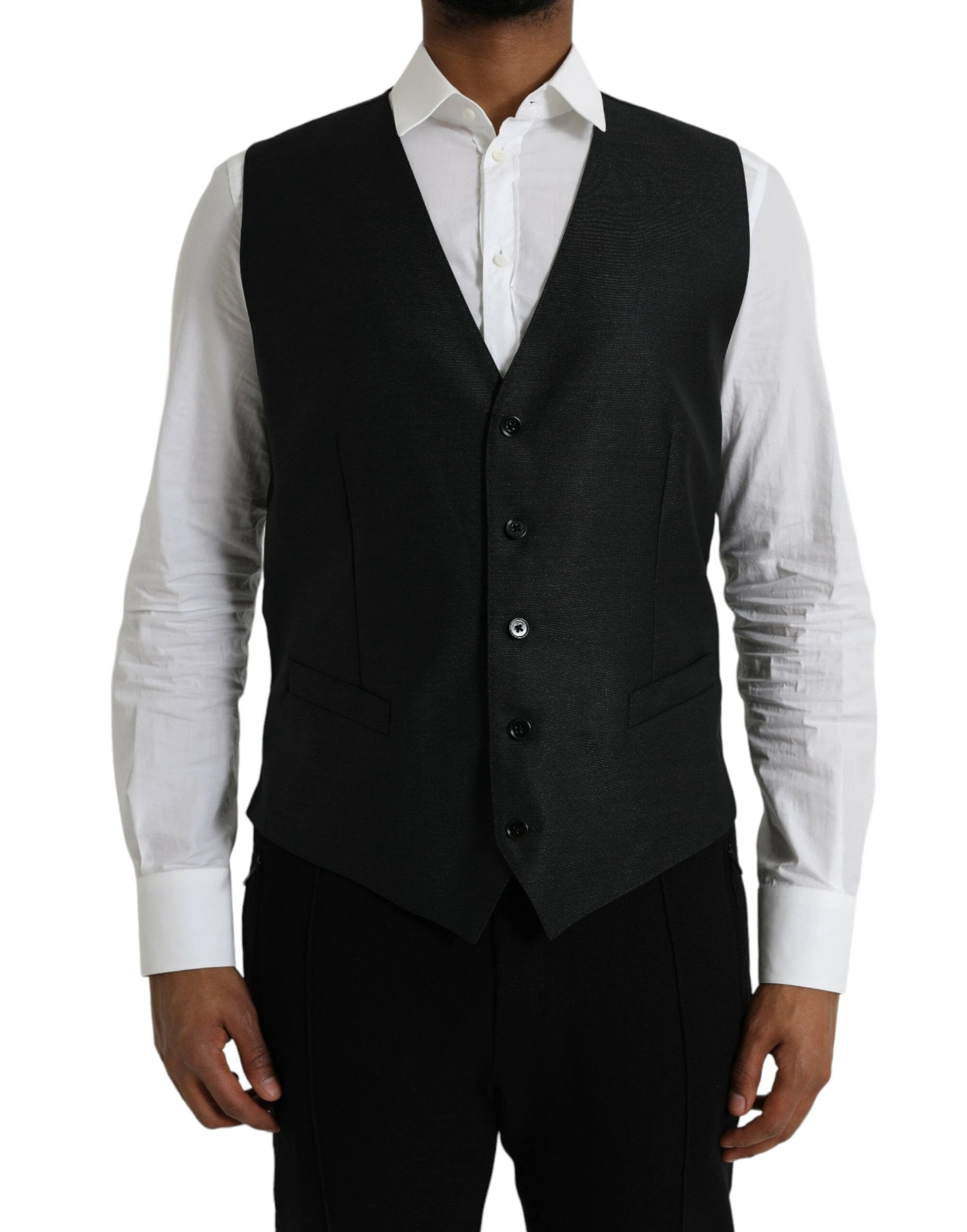 Dolce & Gabbana Black Wool Waistcoat Dress Formal Vest by Dolce & Gabbana