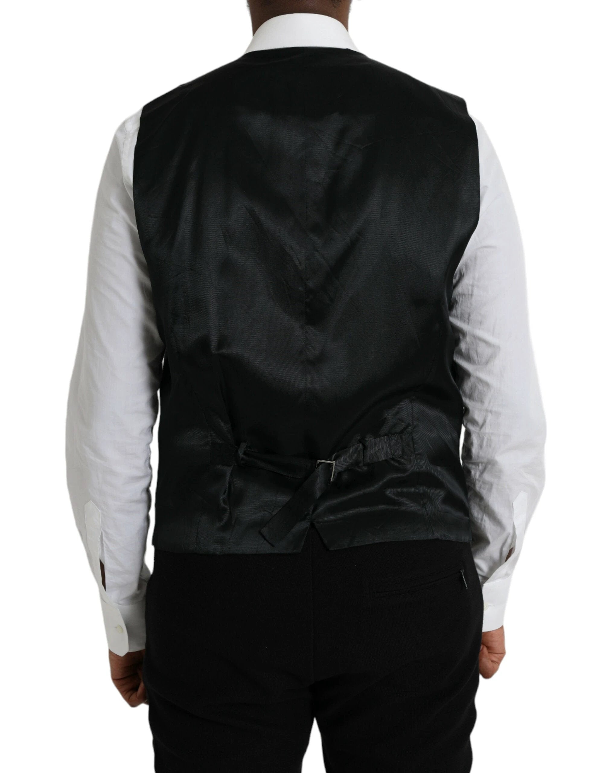 Dolce & Gabbana Black Wool Waistcoat Dress Formal Vest by Dolce & Gabbana