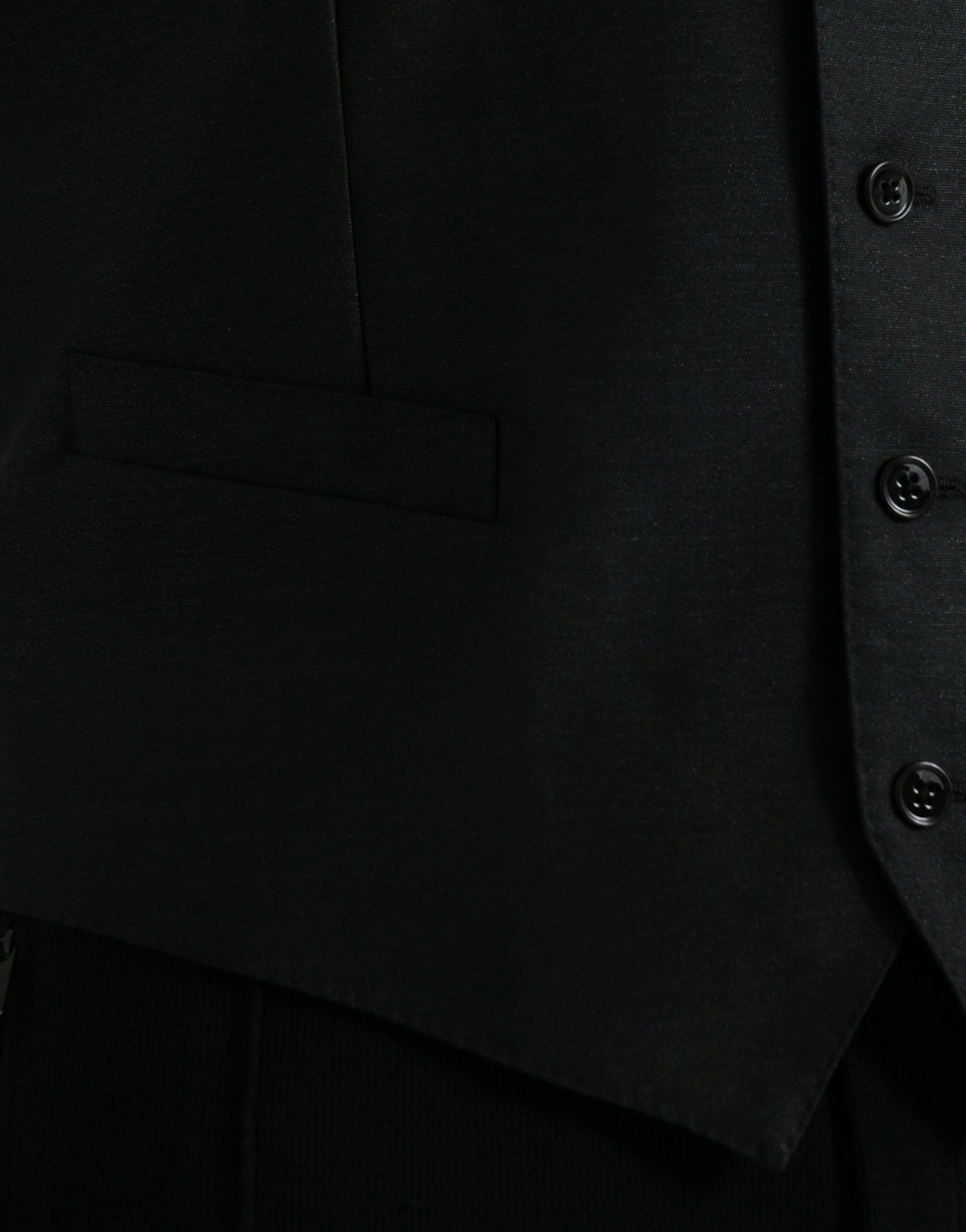 Dolce & Gabbana Black Wool Waistcoat Dress Formal Vest by Dolce & Gabbana