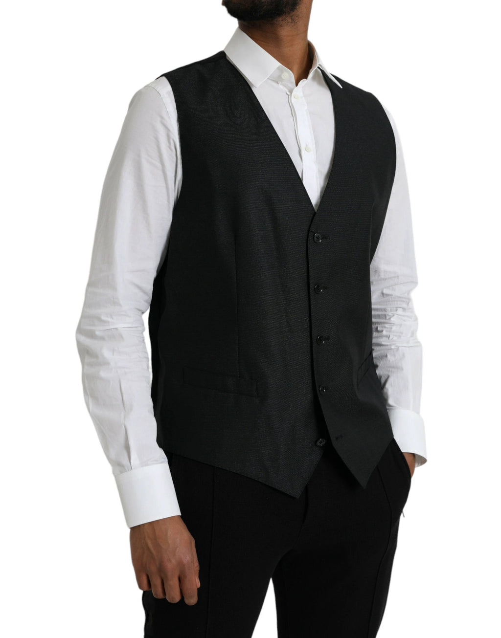 Dolce & Gabbana Black Wool Waistcoat Dress Formal Vest by Dolce & Gabbana