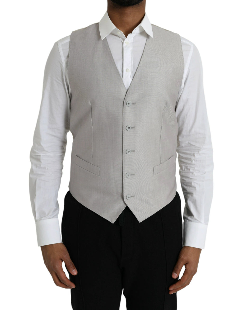 Dolce & Gabbana Light Gray Wool Formal Dress Waistcoat Vest by Dolce & Gabbana