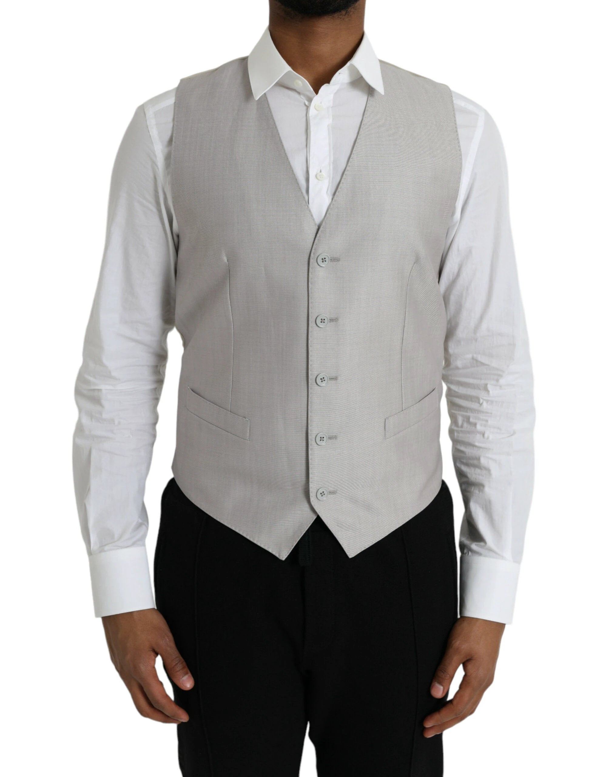 Dolce & Gabbana Light Gray Wool Formal Dress Waistcoat Vest by Dolce & Gabbana