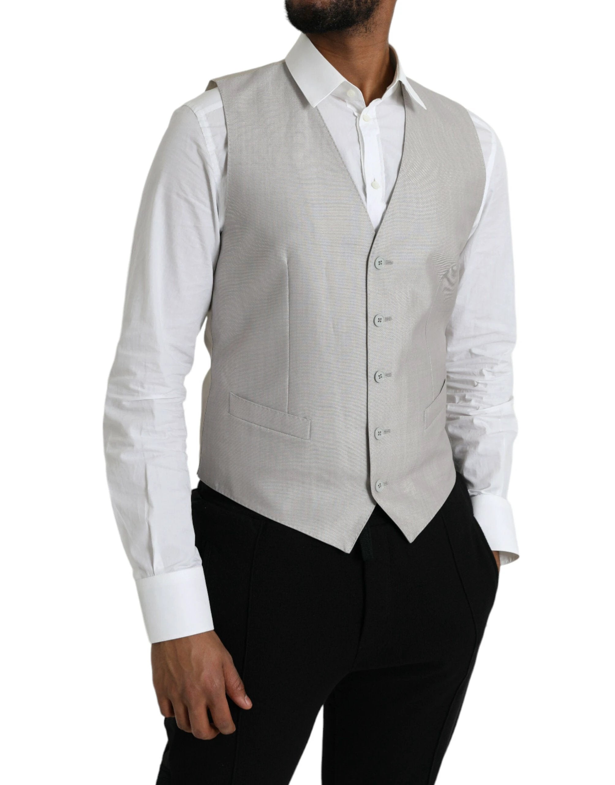 Dolce & Gabbana Light Gray Wool Formal Dress Waistcoat Vest by Dolce & Gabbana