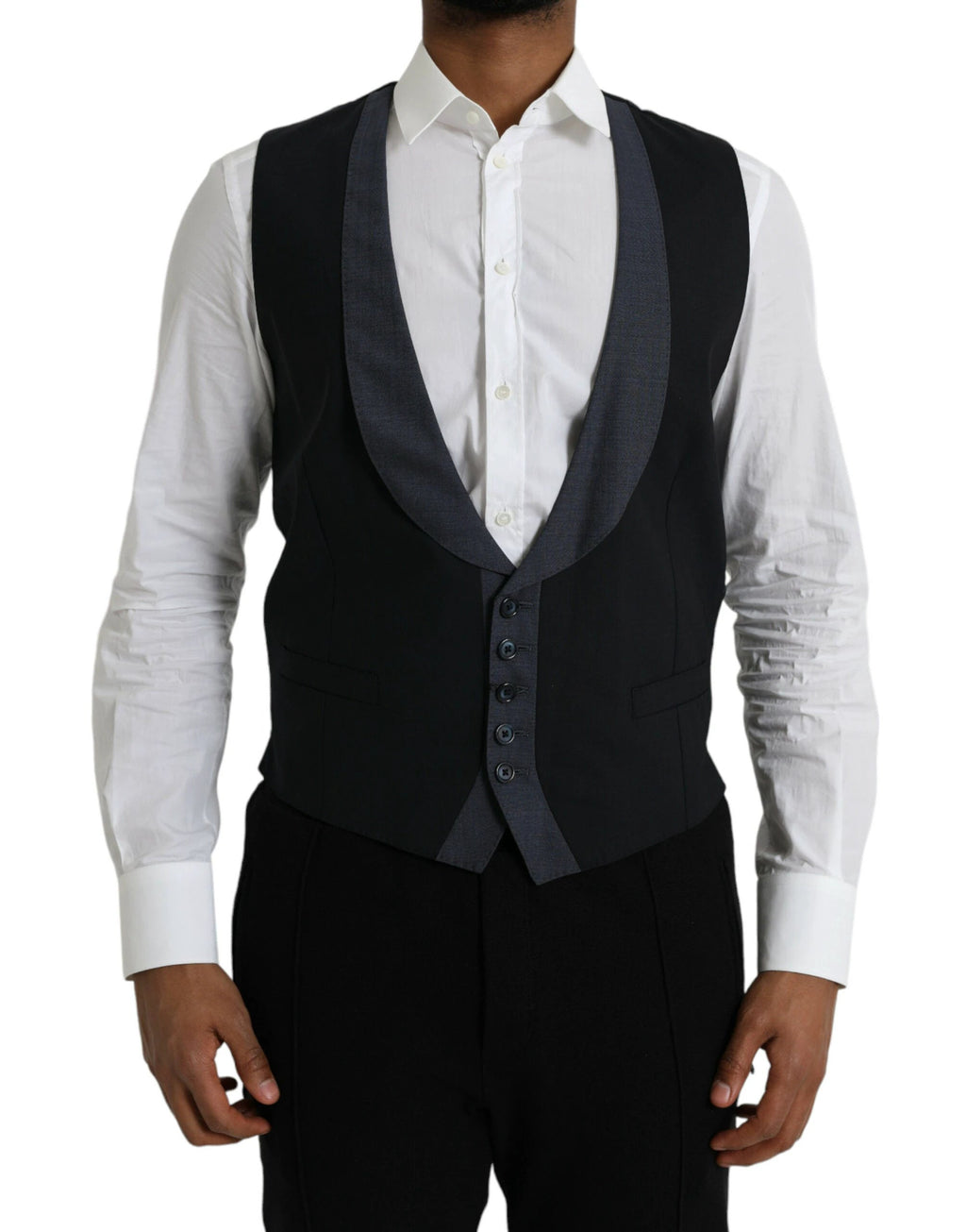 Dolce & Gabbana Black Wool Waistcoat Dress Formal Vest by Dolce & Gabbana