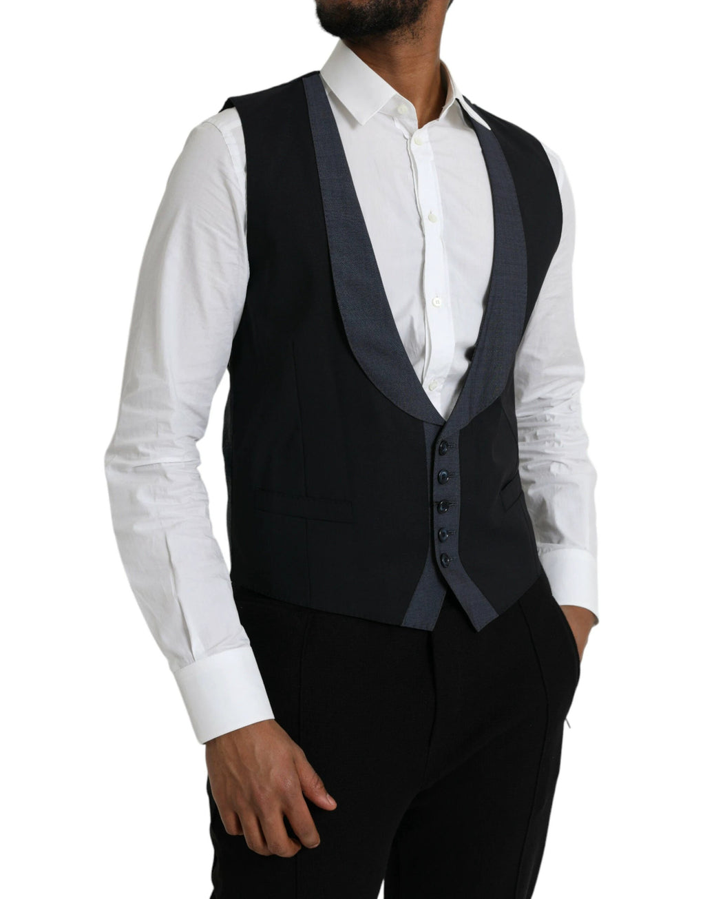 Dolce & Gabbana Black Wool Waistcoat Dress Formal Vest by Dolce & Gabbana