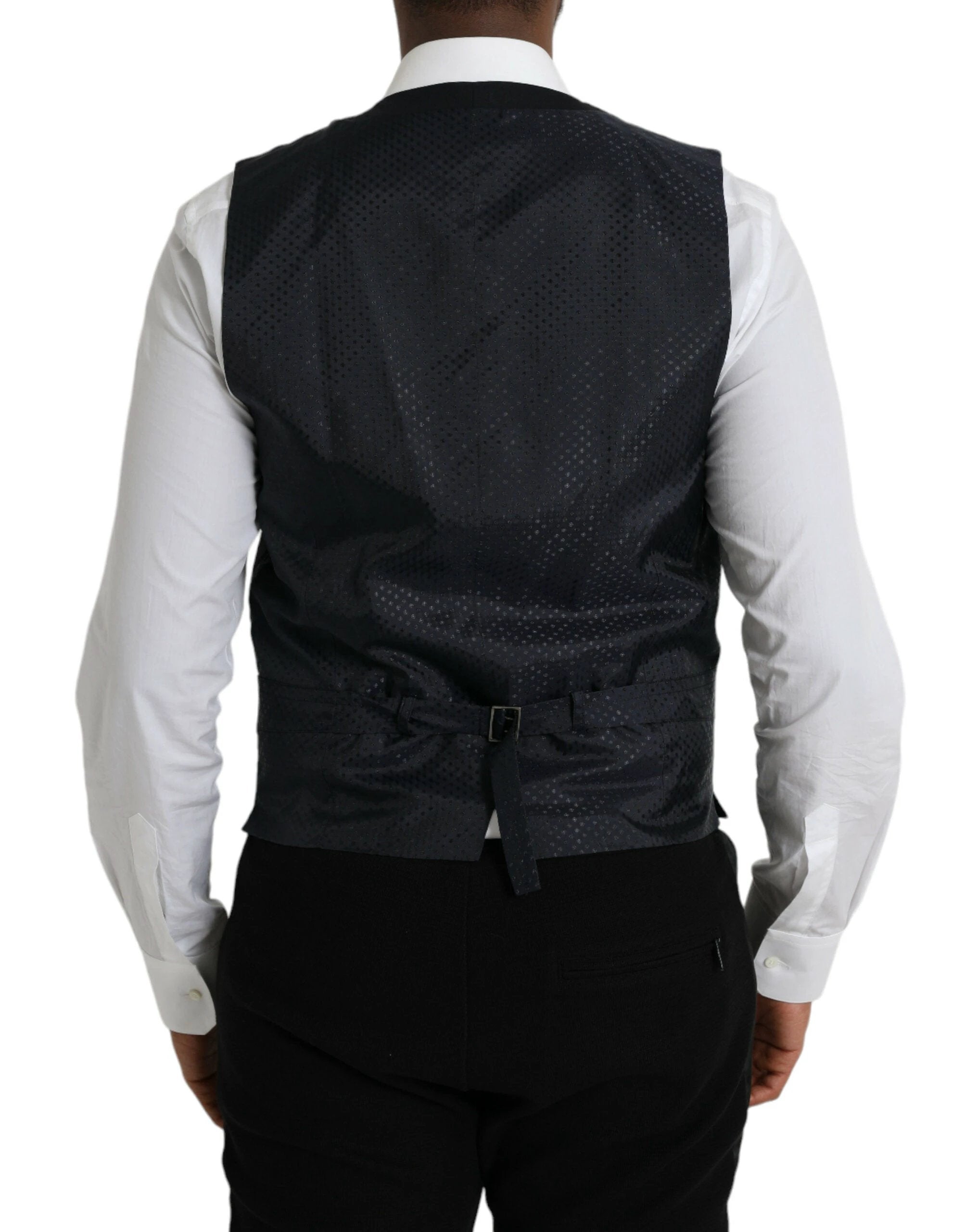 Dolce & Gabbana Black Wool Waistcoat Dress Formal Vest by Dolce & Gabbana