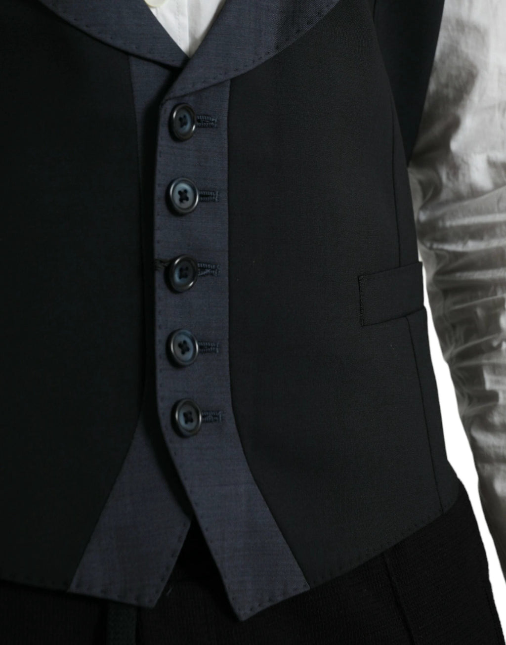 Dolce & Gabbana Black Wool Waistcoat Dress Formal Vest by Dolce & Gabbana