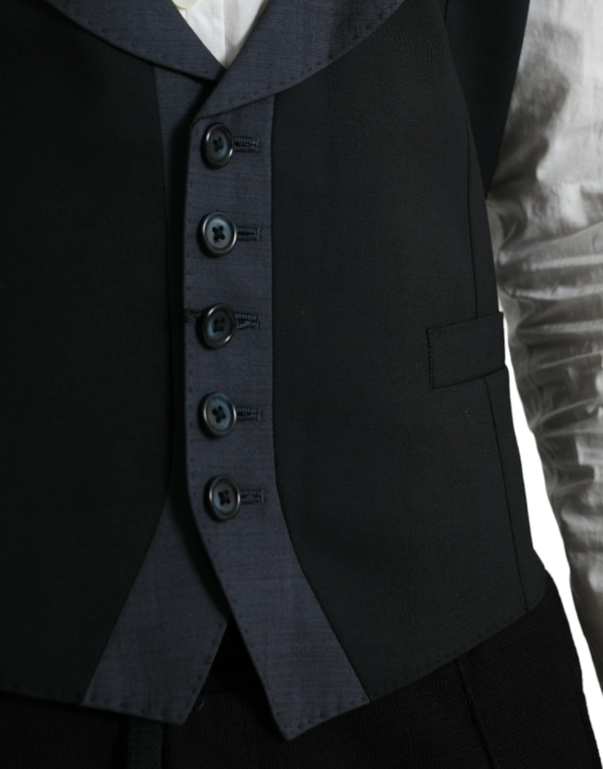 Dolce & Gabbana Black Wool Waistcoat Dress Formal Vest by Dolce & Gabbana